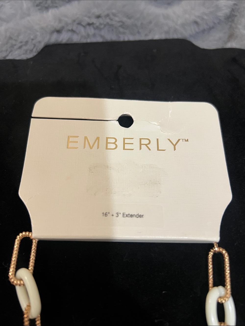 Emberly Gold-Tone Chain Necklace with White Link Accents NWT retail $22 - Picture 3 of 4